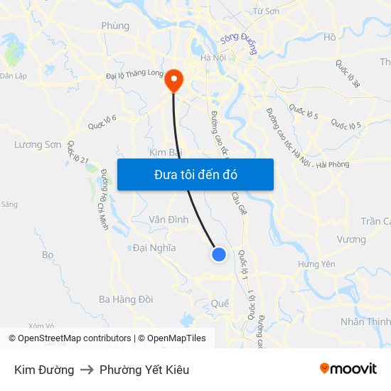 Kim Đường to Phường Yết Kiêu map