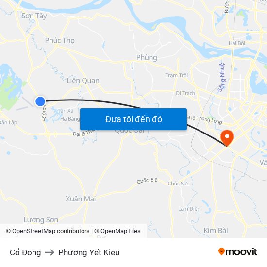 Cổ Đông to Phường Yết Kiêu map