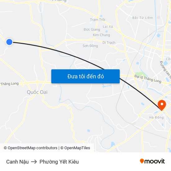 Canh Nậu to Phường Yết Kiêu map