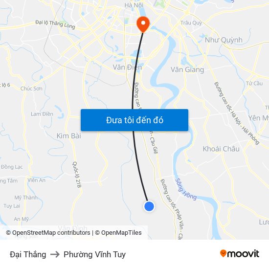Đại Thắng to Phường Vĩnh Tuy map