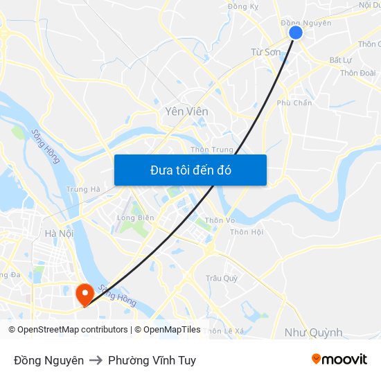 Đồng Nguyên to Phường Vĩnh Tuy map