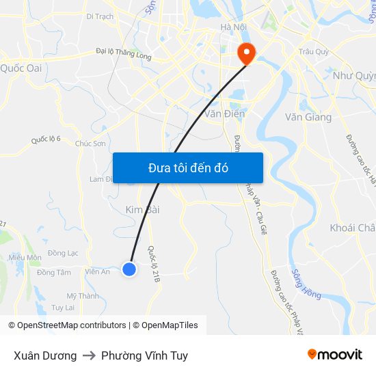 Xuân Dương to Phường Vĩnh Tuy map