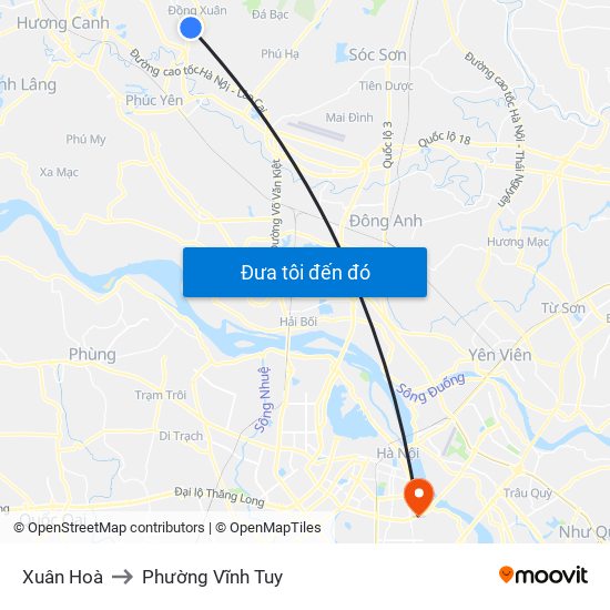 Xuân Hoà to Phường Vĩnh Tuy map