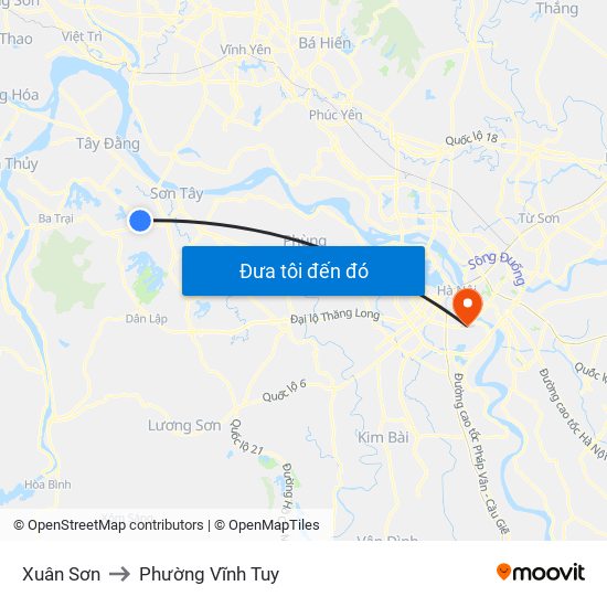 Xuân Sơn to Phường Vĩnh Tuy map