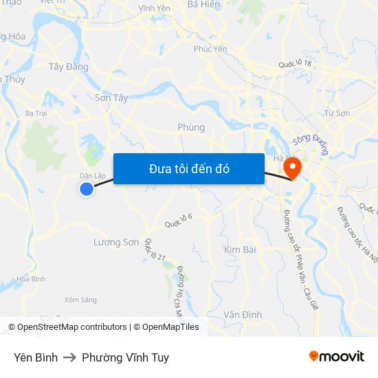 Yên Bình to Phường Vĩnh Tuy map