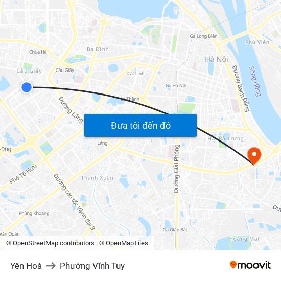 Yên Hoà to Phường Vĩnh Tuy map