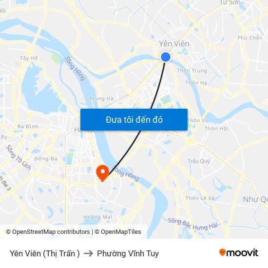 Yên Viên (Thị Trấn ) to Phường Vĩnh Tuy map