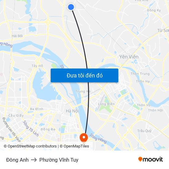 Đông Anh to Phường Vĩnh Tuy map