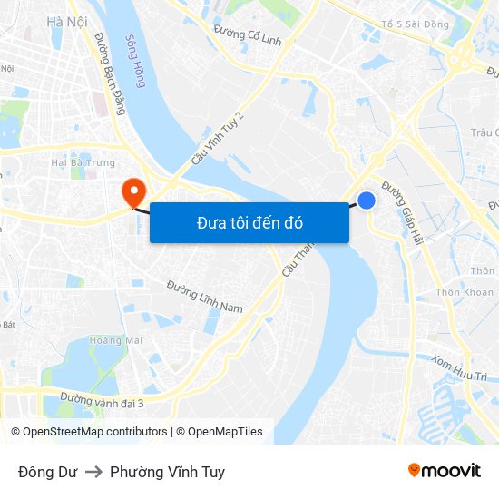 Đông Dư to Phường Vĩnh Tuy map