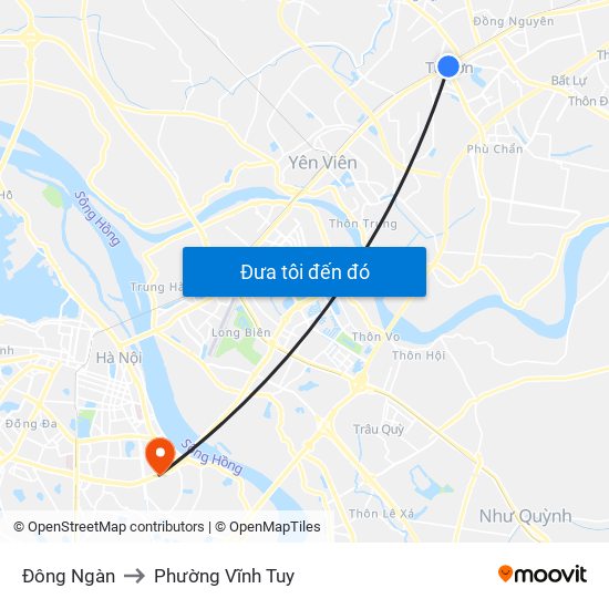 Đông Ngàn to Phường Vĩnh Tuy map