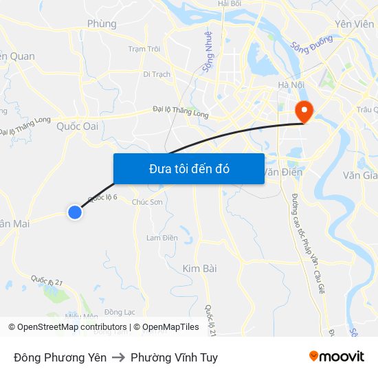 Đông Phương Yên to Phường Vĩnh Tuy map