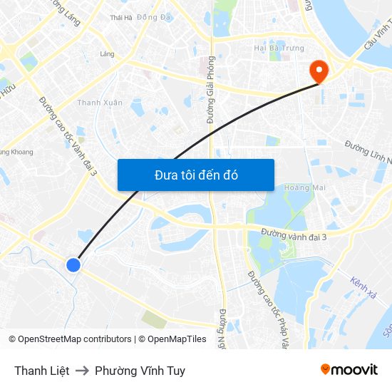 Thanh Liệt to Phường Vĩnh Tuy map