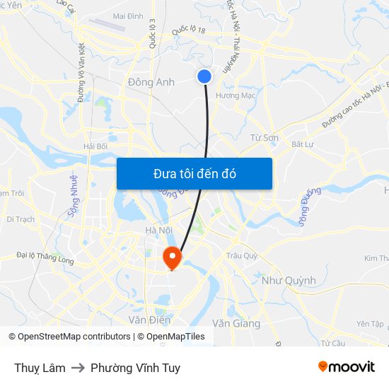 Thuỵ Lâm to Phường Vĩnh Tuy map