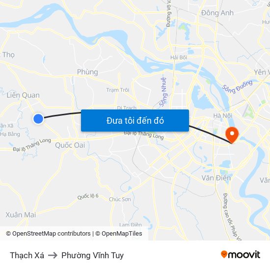 Thạch Xá to Phường Vĩnh Tuy map