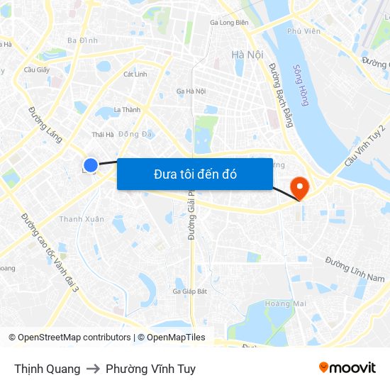 Thịnh Quang to Phường Vĩnh Tuy map