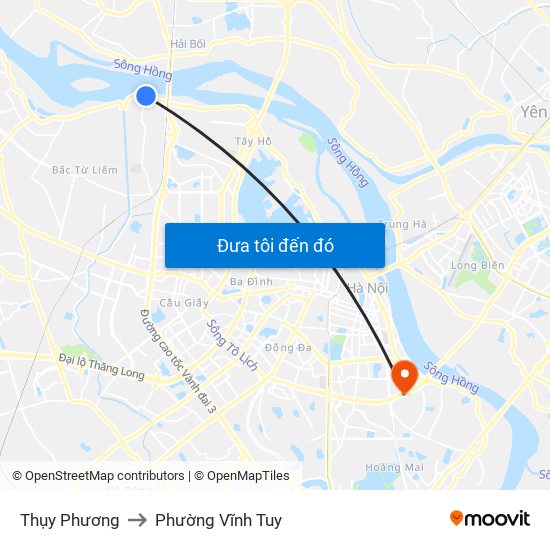 Thụy Phương to Phường Vĩnh Tuy map