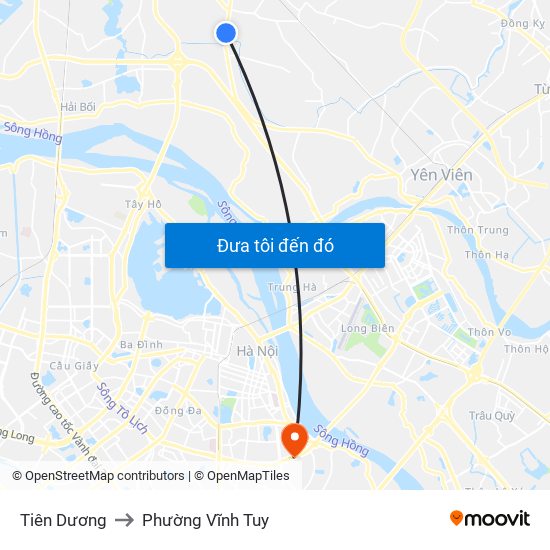 Tiên Dương to Phường Vĩnh Tuy map