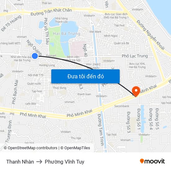 Thanh Nhàn to Phường Vĩnh Tuy map