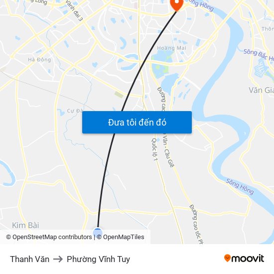 Thanh Văn to Phường Vĩnh Tuy map