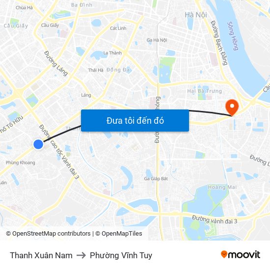 Thanh Xuân Nam to Phường Vĩnh Tuy map