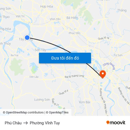 Phú Châu to Phường Vĩnh Tuy map