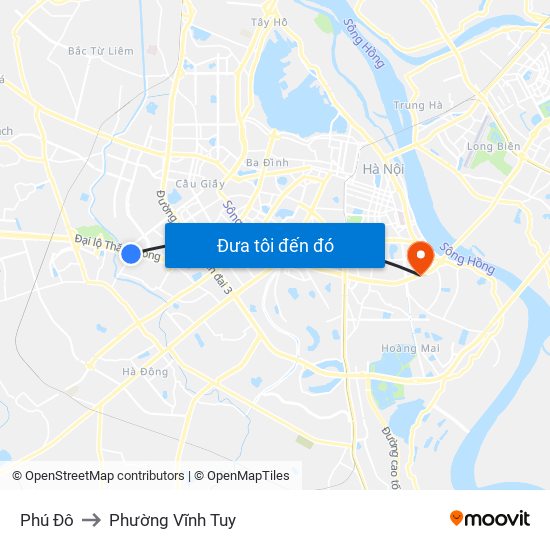 Phú Đô to Phường Vĩnh Tuy map