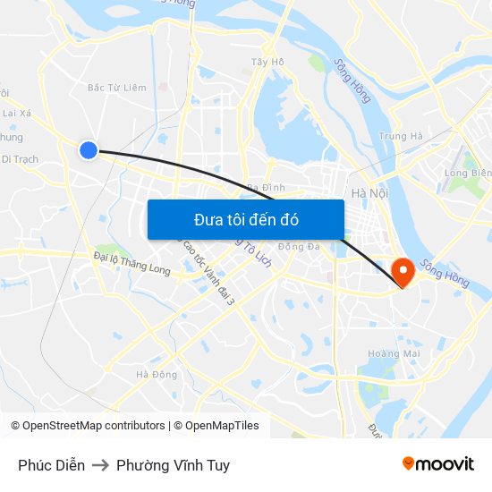 Phúc Diễn to Phường Vĩnh Tuy map