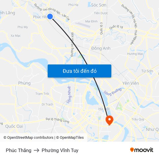 Phúc Thắng to Phường Vĩnh Tuy map