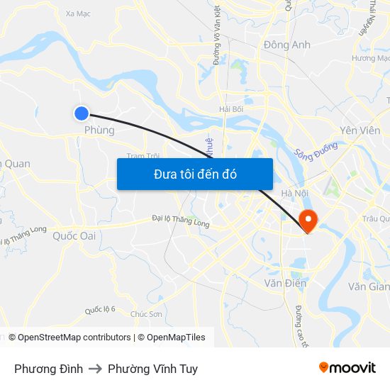 Phương Đình to Phường Vĩnh Tuy map