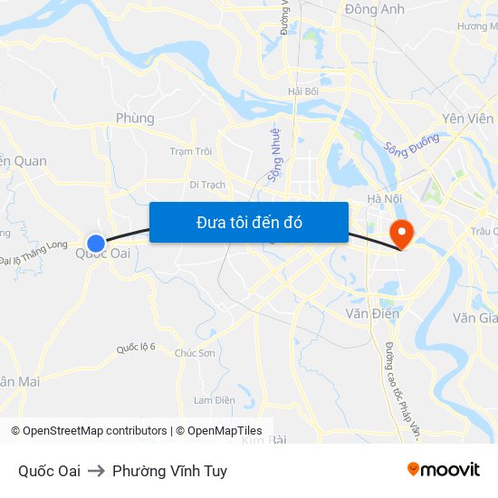 Quốc Oai to Phường Vĩnh Tuy map