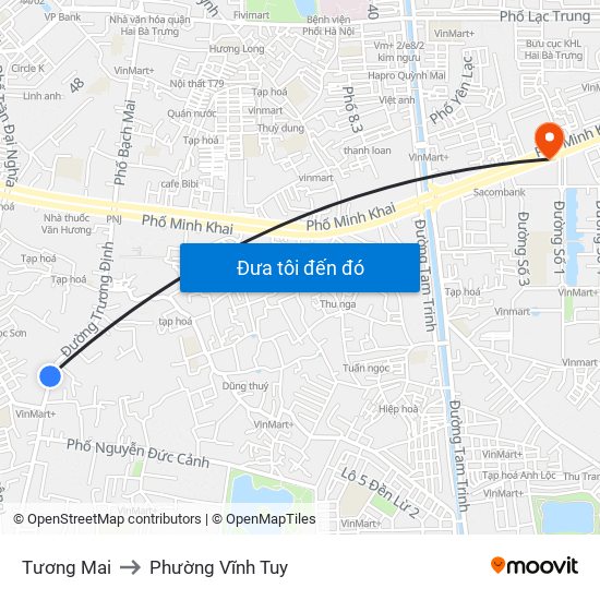 Tương Mai to Phường Vĩnh Tuy map