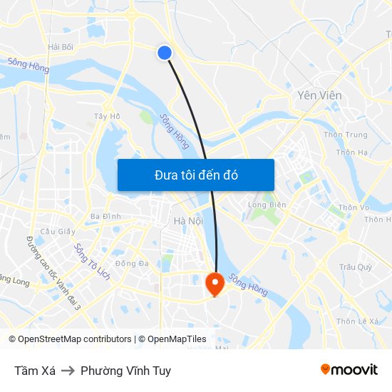 Tầm Xá to Phường Vĩnh Tuy map