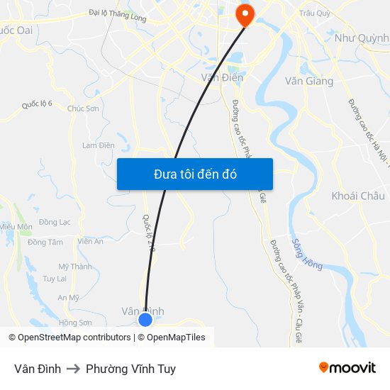 Vân Đình to Phường Vĩnh Tuy map