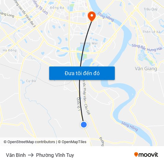 Văn Bình to Phường Vĩnh Tuy map