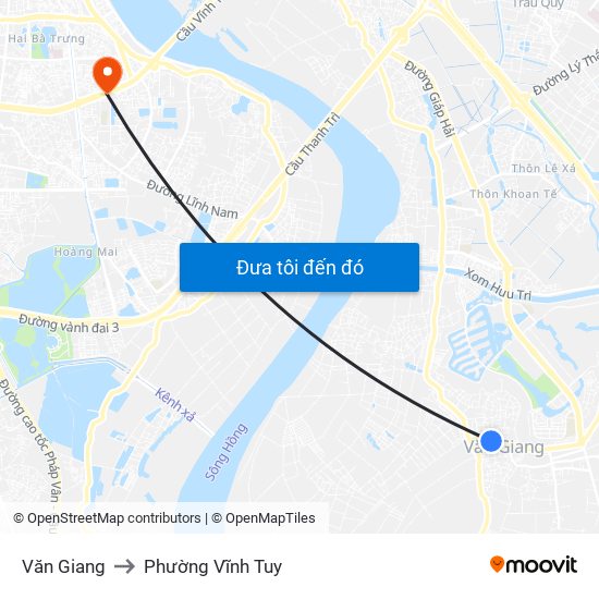 Văn Giang to Phường Vĩnh Tuy map