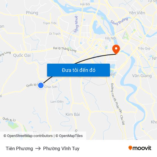 Tiên Phương to Phường Vĩnh Tuy map