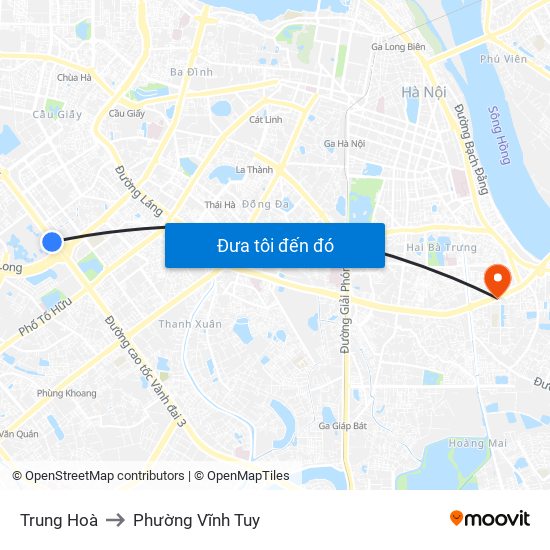 Trung Hoà to Phường Vĩnh Tuy map