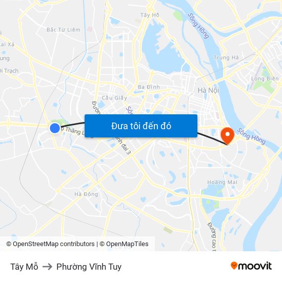 Tây Mỗ to Phường Vĩnh Tuy map