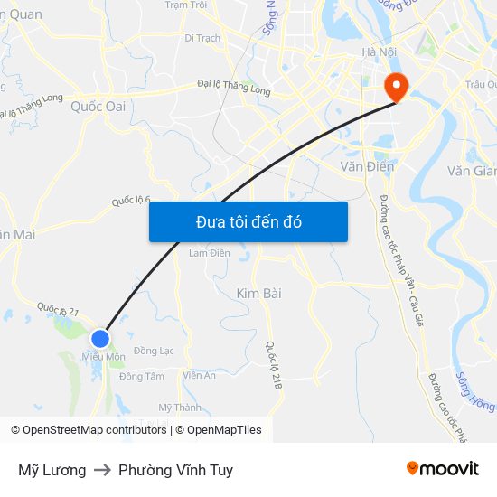 Mỹ Lương to Phường Vĩnh Tuy map