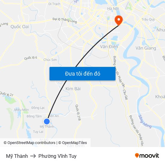 Mỹ Thành to Phường Vĩnh Tuy map