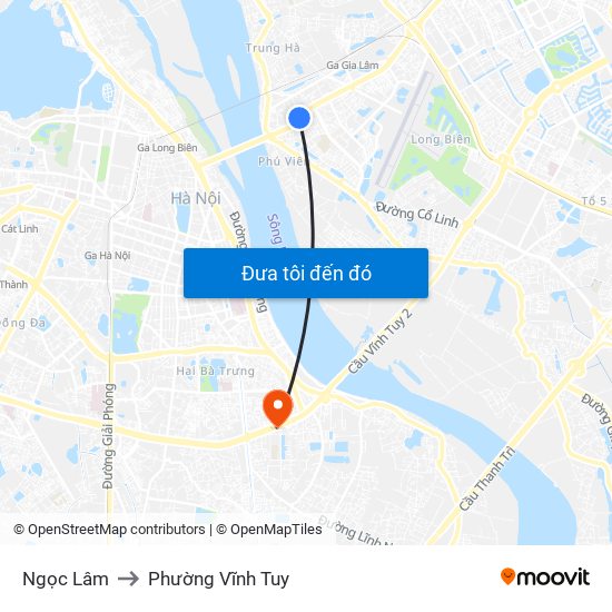 Ngọc Lâm to Phường Vĩnh Tuy map