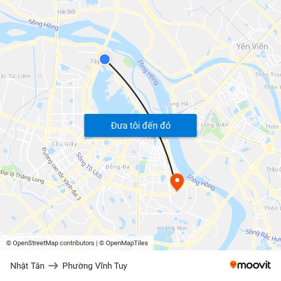 Nhật Tân to Phường Vĩnh Tuy map