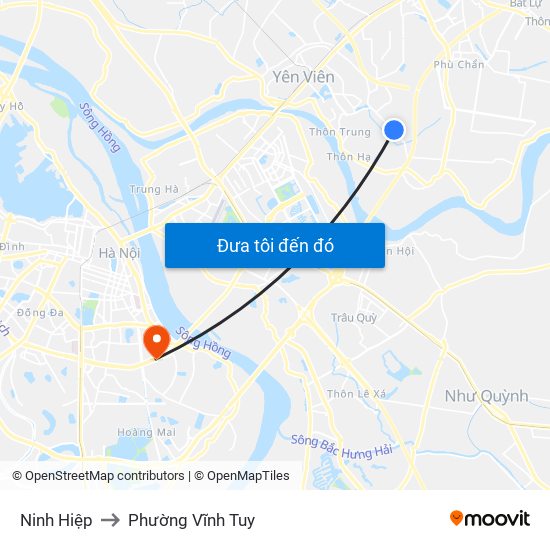 Ninh Hiệp to Phường Vĩnh Tuy map