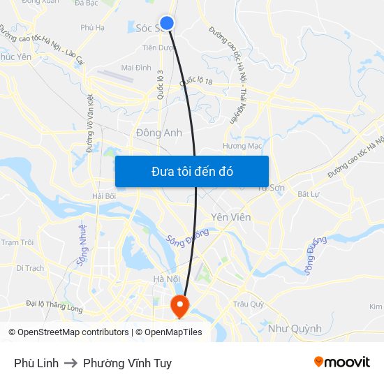 Phù Linh to Phường Vĩnh Tuy map