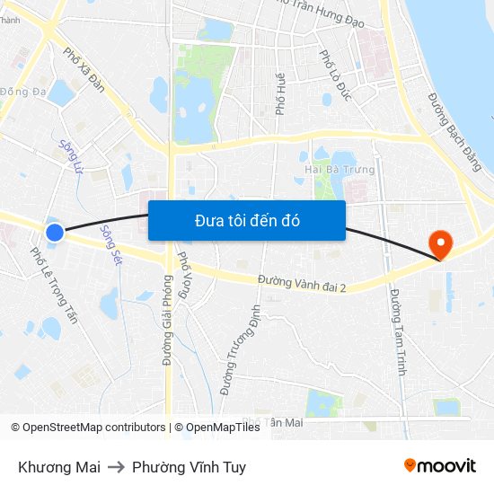 Khương Mai to Phường Vĩnh Tuy map
