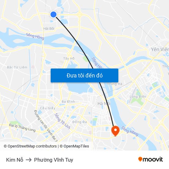 Kim Nỗ to Phường Vĩnh Tuy map
