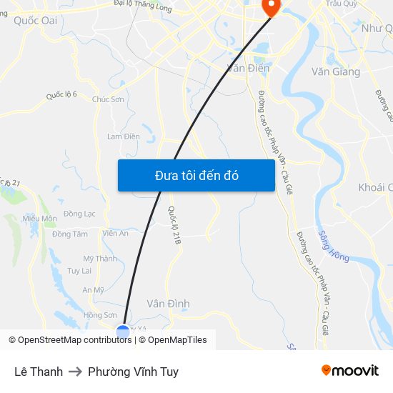 Lê Thanh to Phường Vĩnh Tuy map