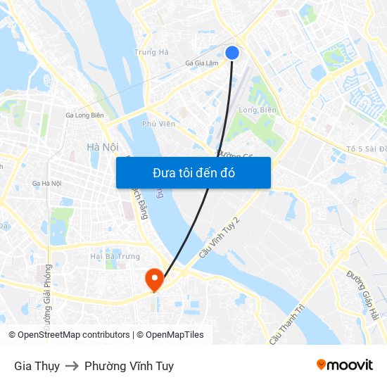 Gia Thụy to Phường Vĩnh Tuy map