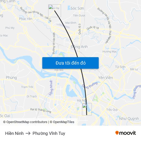 Hiền Ninh to Phường Vĩnh Tuy map