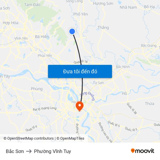 Bắc Sơn to Phường Vĩnh Tuy map